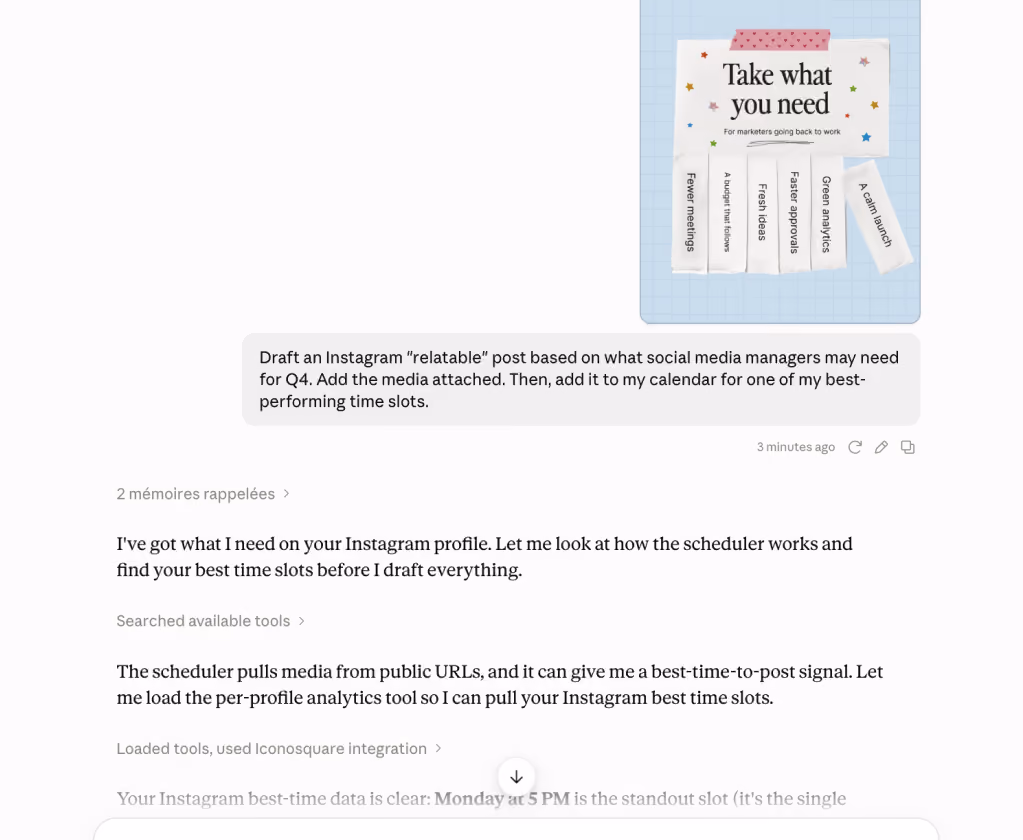 AI-generated social media performance report powered by an MCP connector