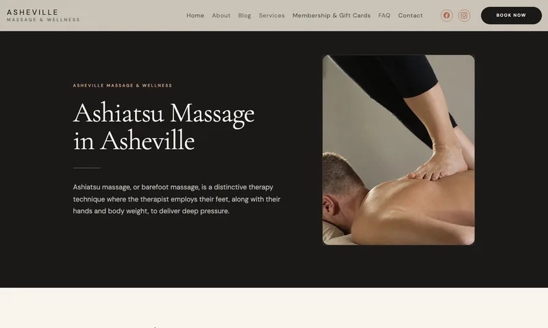 Asheville Massage and Wellness, Ashiatsu massage page