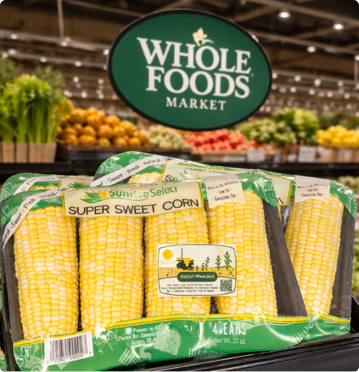 Robot-weeded sweet corn at Whole Foods