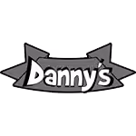 Stylized text logo reading 'Danny's' with playful font and a double-layered starburst background.