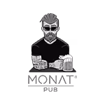 Illustration of a man with sunglasses and a beard, showing tattooed arms resting on a surface with one hand holding a beer mug.