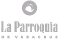 Logo of La Parroquia de Veracruz featuring stylized text and a coffee cup with steam rising from it.