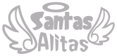 Logo with stylized angel wings and a halo above the word 'Santas Alitas'.