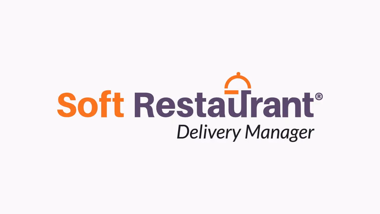 Soft Restaurant Delivery Manager logo with 'Soft' in orange and 'Restaurant' in purple, featuring a serving dome icon above the letter 'T'.