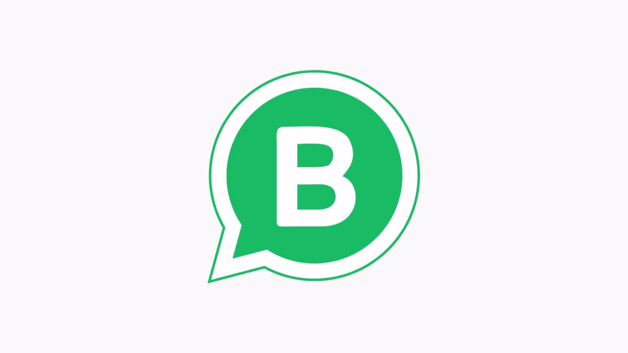WhatsApp Business logo with a white letter B inside a green speech bubble outlined in green on a light gray background.
