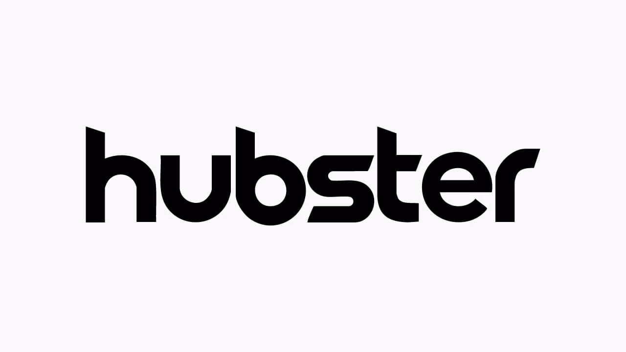 The word 'hubster' in bold black lowercase modern font on a light gray background.