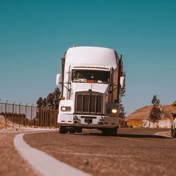 Semi truck driving down the highway in Colorado
