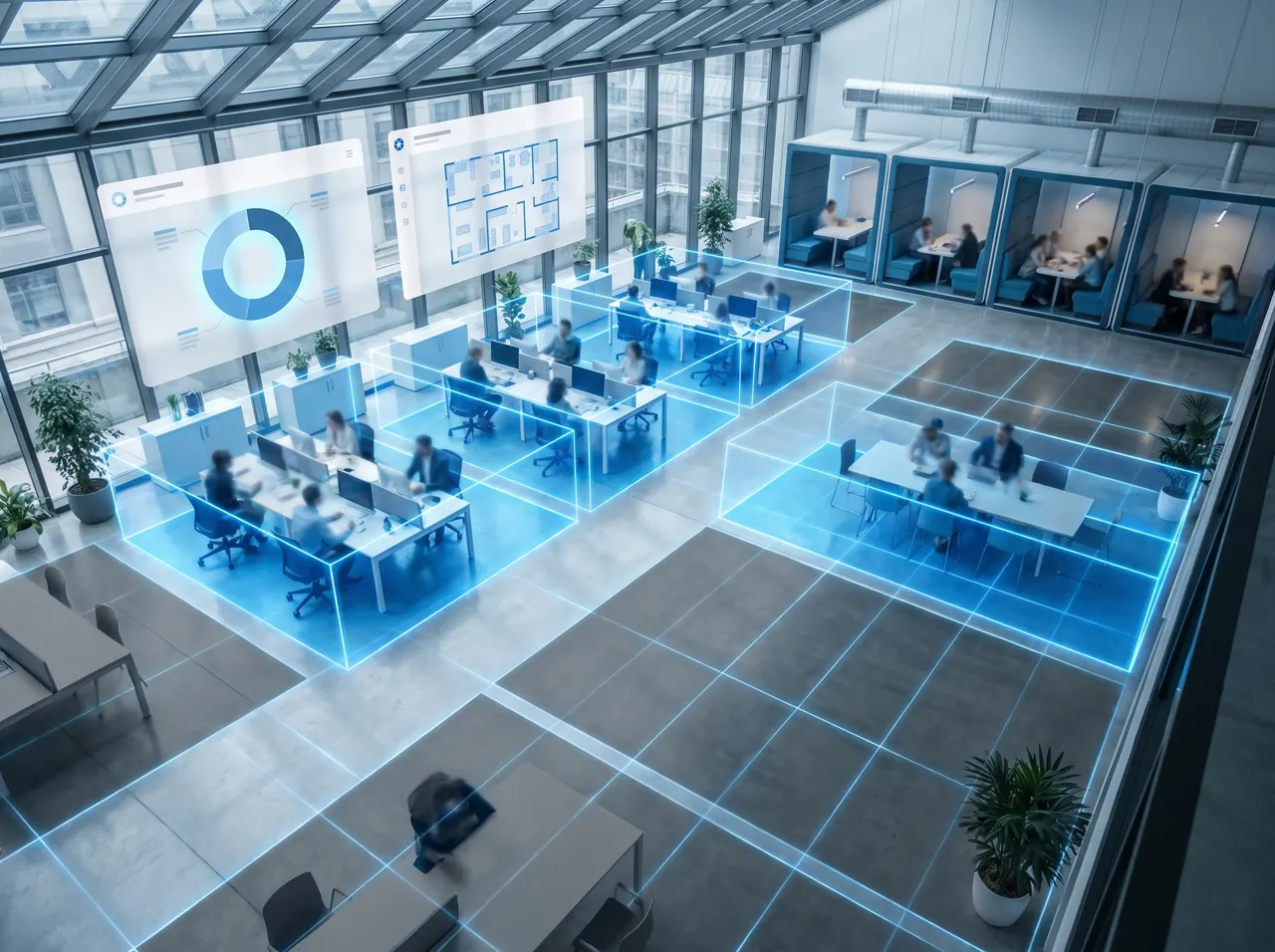Space optimization: occupancy data overlaid on a busy common area