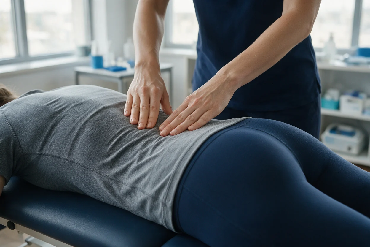 Supportive physiotherapy care for chronic pain in a calm clinic room