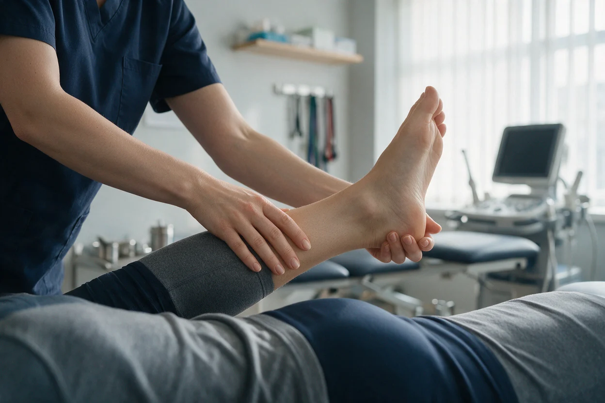 Physiotherapist giving hands-on treatment to a patient's lower back at EW Physio, Bury St Edmunds