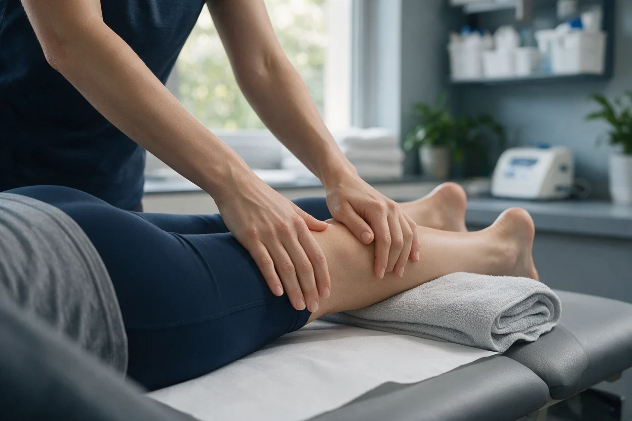 Sports massage treatment to a patient's upper back at EW Physio, Bury St Edmunds