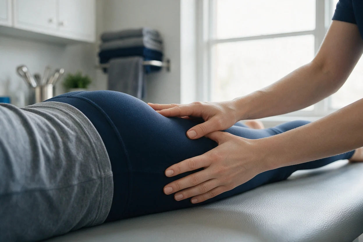 Shoulder assessment during a physiotherapy appointment at EW Physio, Bury St Edmunds