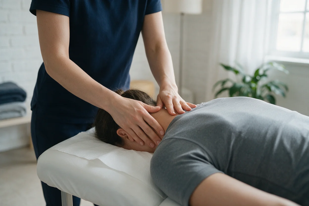 Rehabilitation plan for neck pain explained to a patient at EW Physio