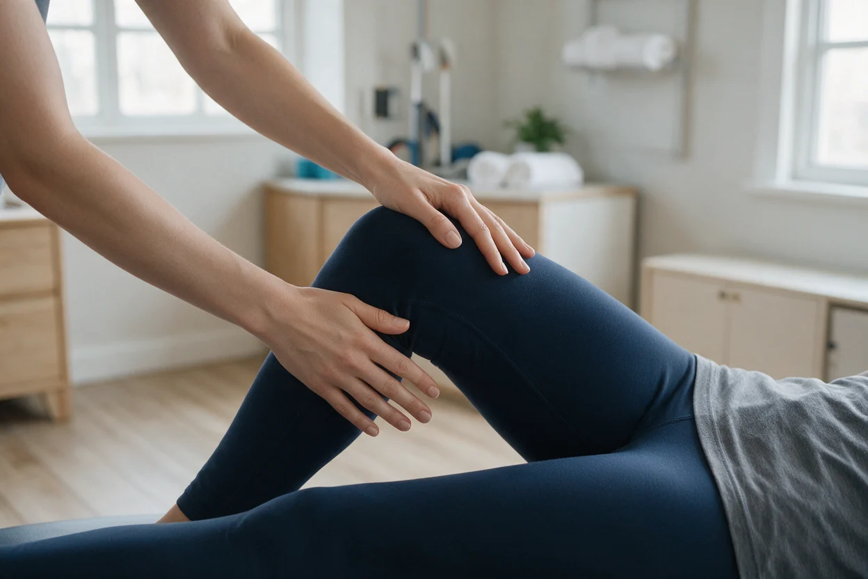 Physiotherapist treating hip pain at EW Physio, Bury St Edmunds