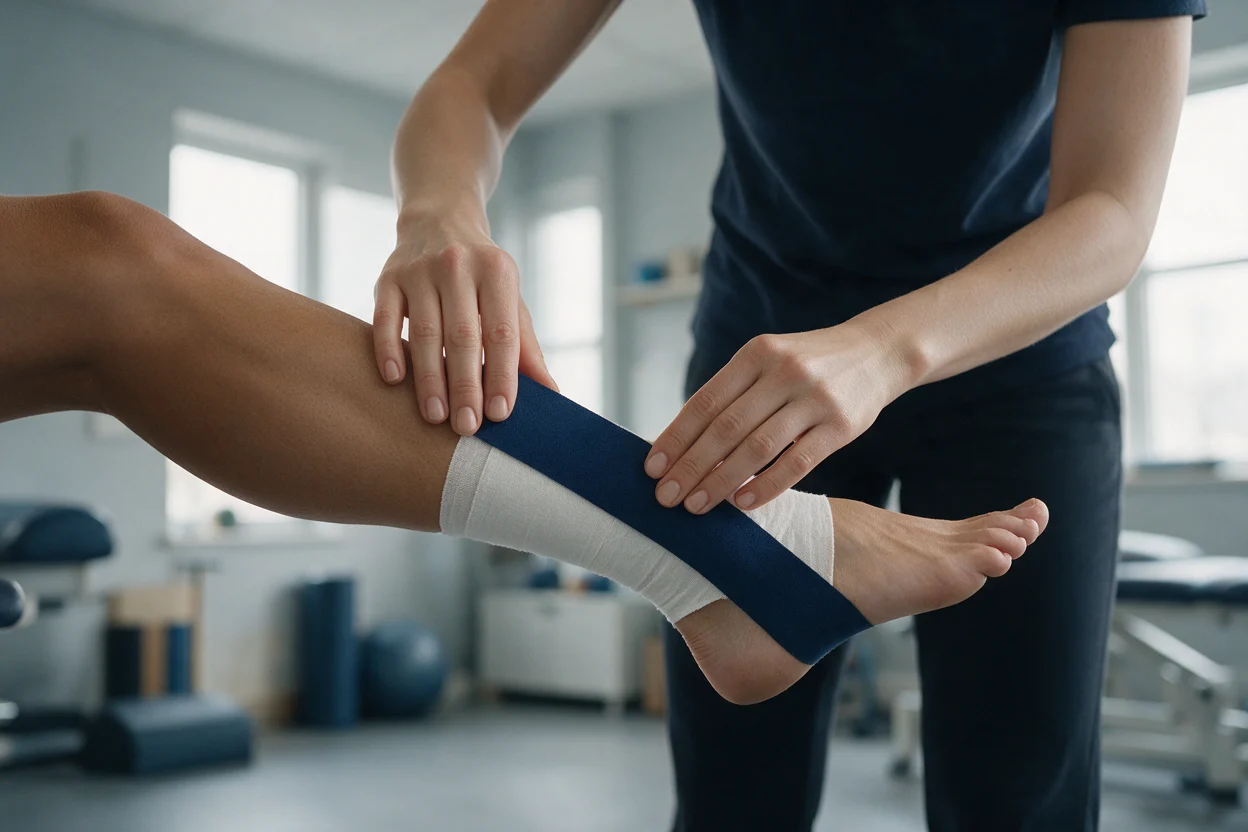 Athlete being treated for a sports injury in the clinic in Bury St Edmunds