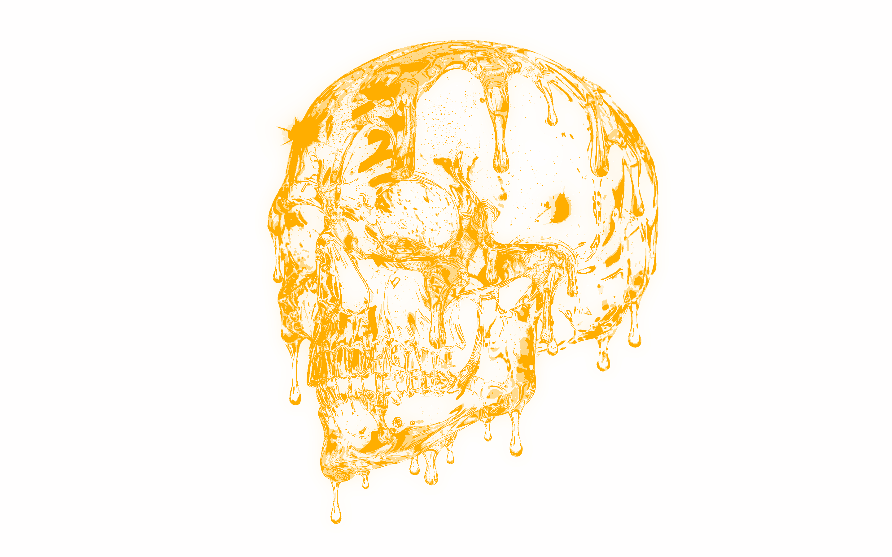 A crystal orange skull dripping oil.