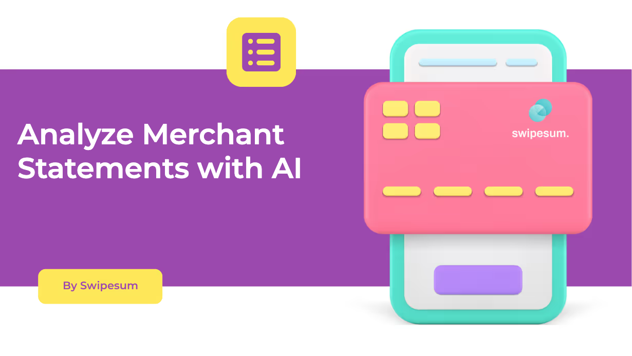 Analyze merchant statements with AI: Swipesum illustration of a payment card over a phone