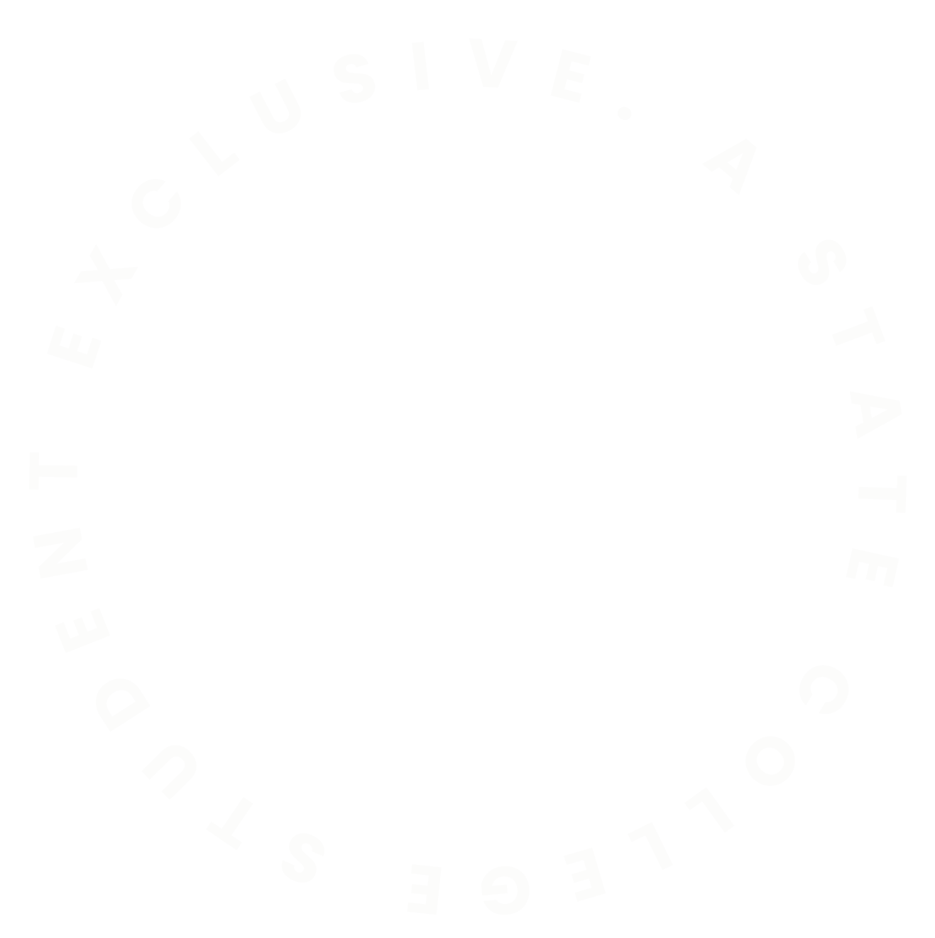 Circular text reading 'EXCLUSIVE, A CRAFT COUNCIL FOOTPRINT' in light font on a white background.