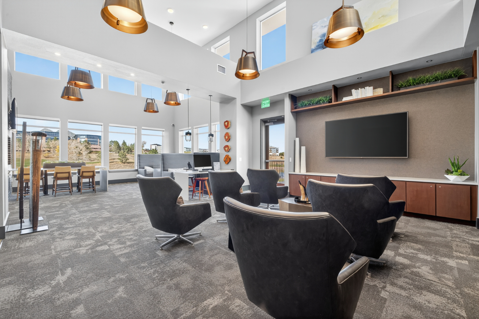 Leasing office with seating and desk