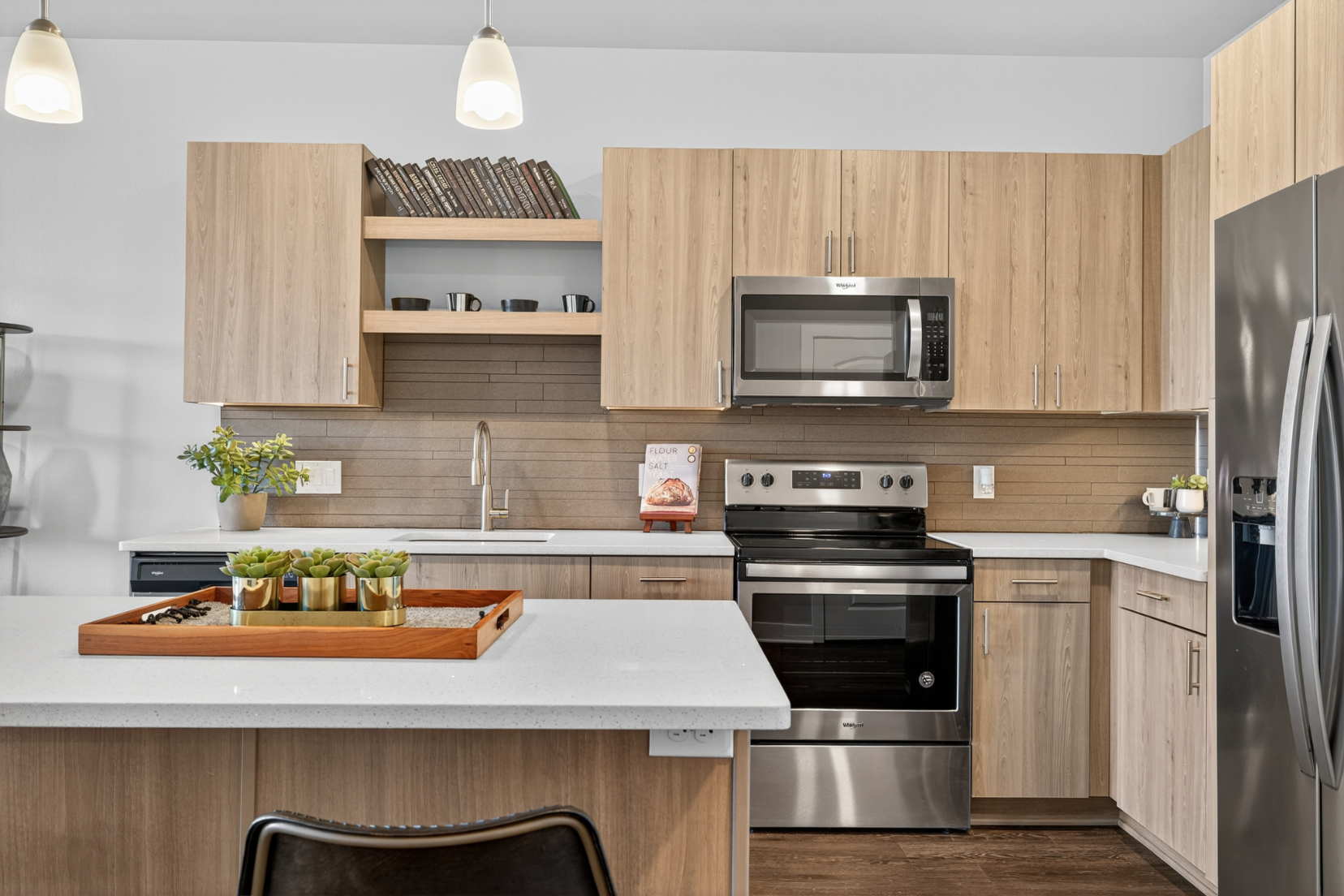 Kitchen with decor and seating
