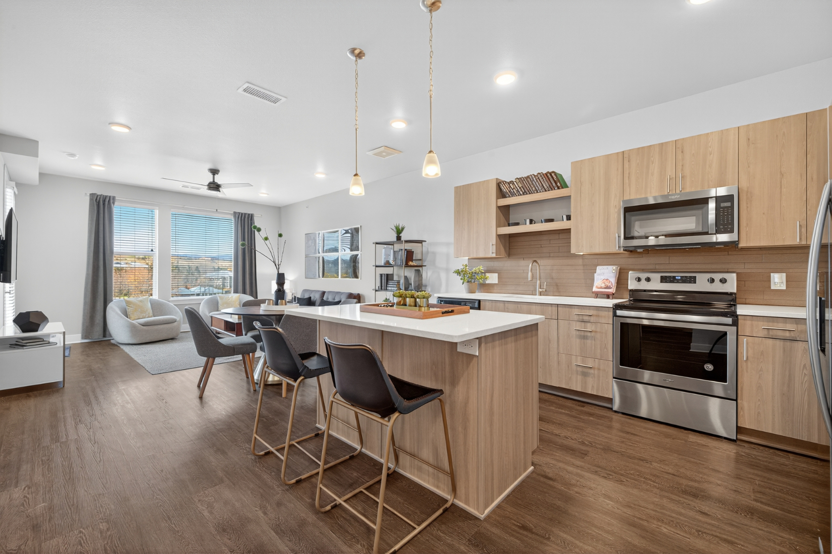 Kitchen with island and stainless steel appliances