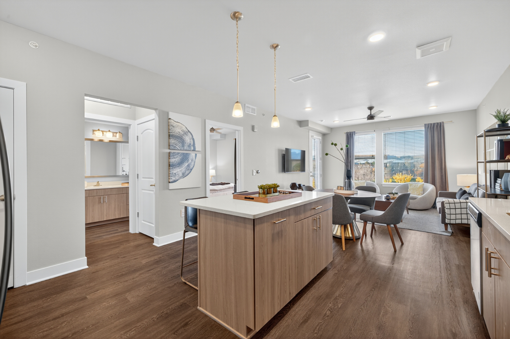 Kitchen with island and stainless steel appliances