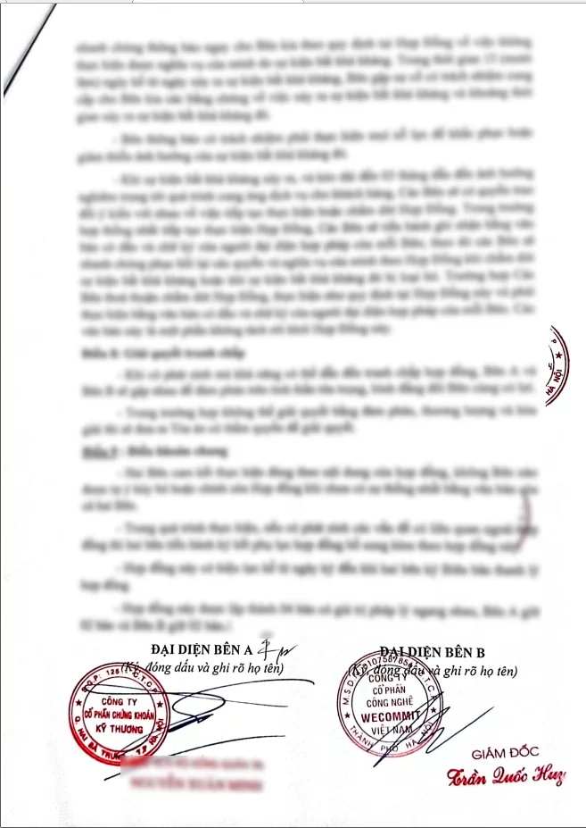 Hợp đồng giữa Wecommit và Công ty Cổ phần Chứng khoán Kỹ thương (Techcom Securities) (trang 2)