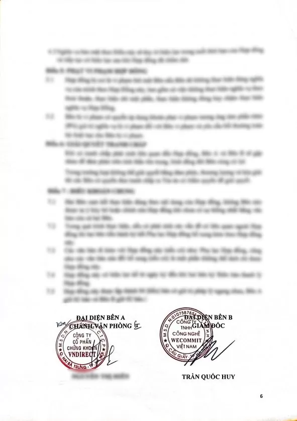 Hợp đồng giữa Wecommit và Công ty Cổ phần Chứng khoán VNDIRECT (trang 2)