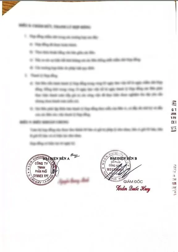 Hợp đồng giữa Wecommit và Công ty TNHH phân phối Synnex FPT (trang 2)