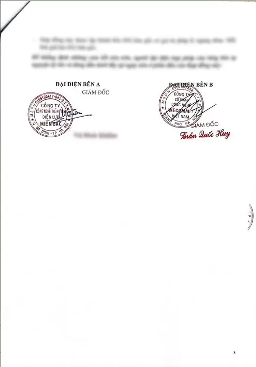 Hợp đồng giữa Wecommit và Công ty công nghệ thông tin điện lực miền bắc (trang 2)