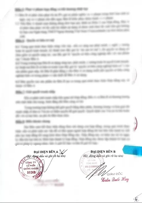 Hợp đồng giữa Wecommit và Công ty cổ phần Chứng khoán HDB (HBDS) (trang 2)