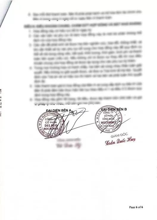 Hợp đồng giữa Wecommit và Công ty cổ phần Diligo Holdings (trang 2)