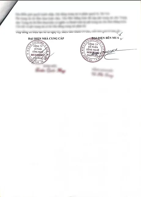 Hợp đồng giữa Wecommit và Công ty cổ phần công nghệ MOBIFONE toàn cầu (trang 2)