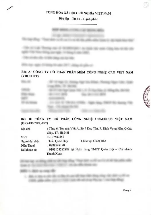 Hợp đồng giữa Wecommit và Công ty cổ phần phần mềm công nghệ cao Việt Nam (VHCSOFT)