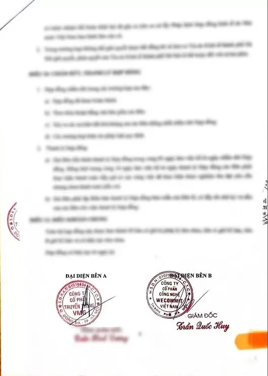 Hợp đồng giữa Wecommit và Công ty cổ phần truyền thông VMG (trang 2)