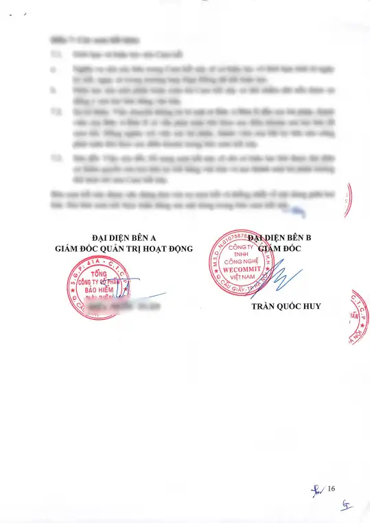 Hợp đồng giữa Wecommit và Tổng Công ty Cổ phần Bảo hiểm Bưu điện PTI (trang 2)