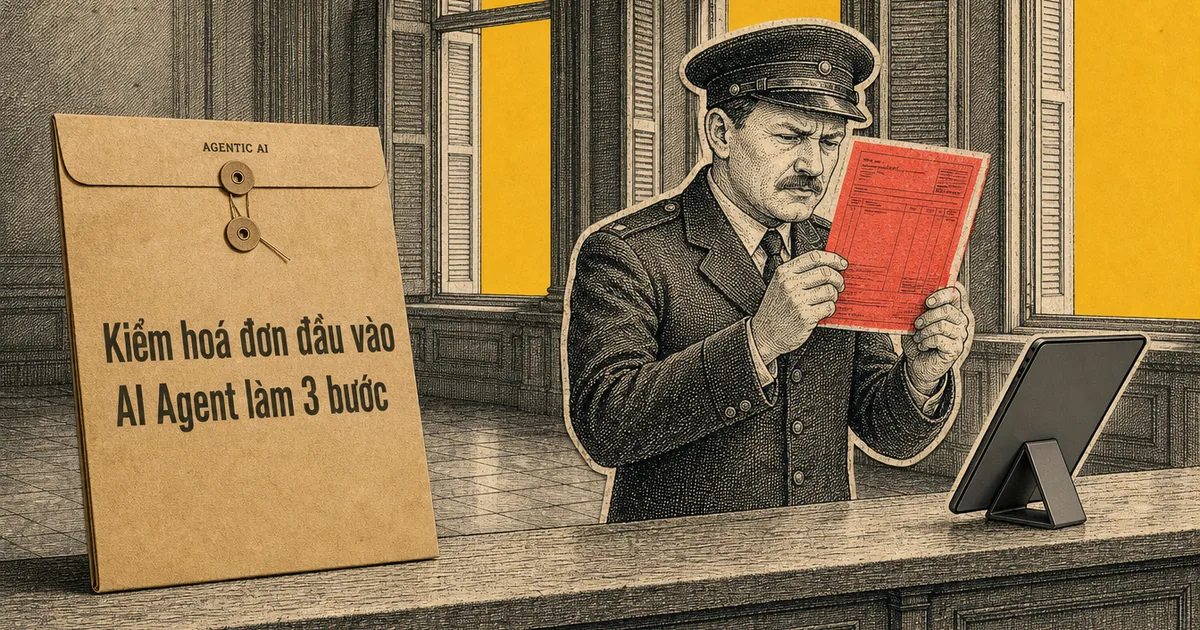 Phòng kiểm hoá hải quan, nhân viên đội mũ lưỡi trai soi một tờ hoá đơn đỏ lên ánh sáng, máy tính bảng trên giá quay mặt về phía anh ta như soi cùng tờ đó, phong bì hồ sơ dựng trên bàn