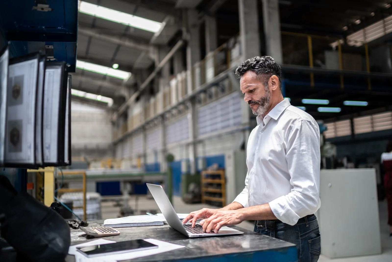 Finance lead reviewing data on a laptop