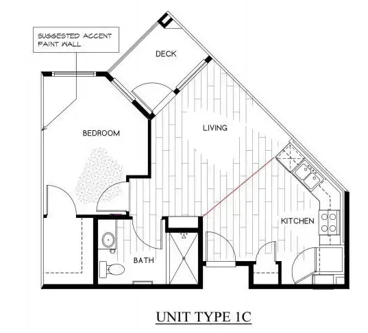 1 Bed / 1 Bath, 583 sq. ft.
