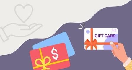 Illustration of a hand holding out a gift card