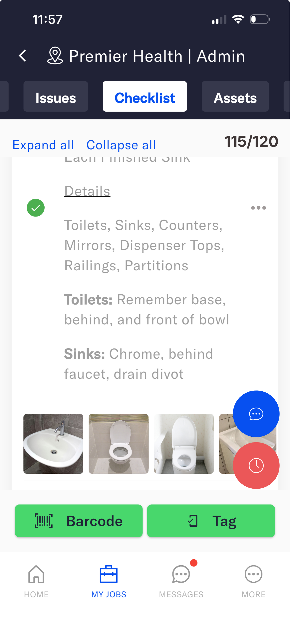 Photo-verified cleaning checklist in the Assett app