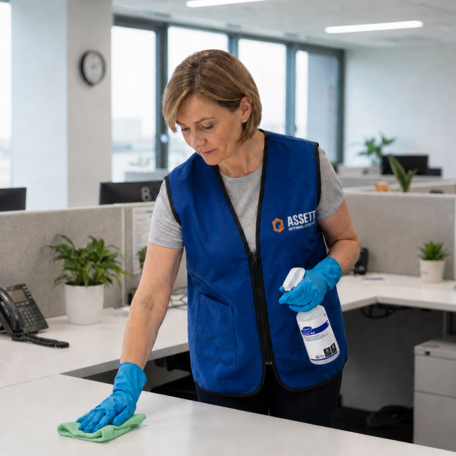 Assett cleaner at work in a client facility in Asheville