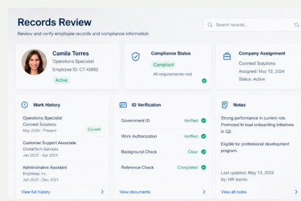 Employee records dashboard