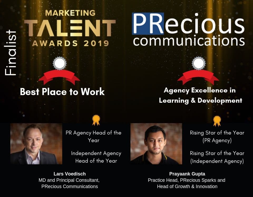 PRecious is shortlisted for six awards including “Best Place to Work and Excellence in L&D” at the inaugural Marketing Talent Awards in Singapore