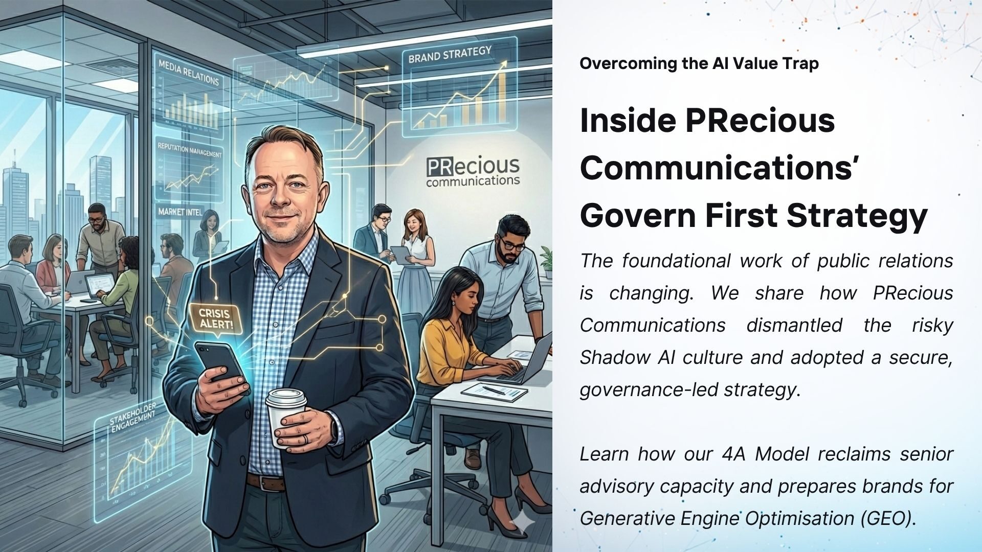 Explore the PRecious Communications 4A Model. Find out how standardising enterprise AI tools empowers PR consultants to deliver high-value strategic counsel.