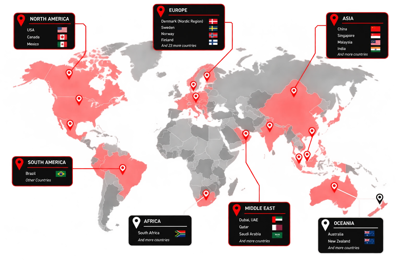 Map illustrating FSE's global distributor network