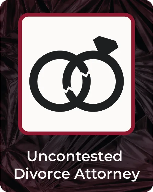 Uncontested divorce banner featuring separated wedding rings