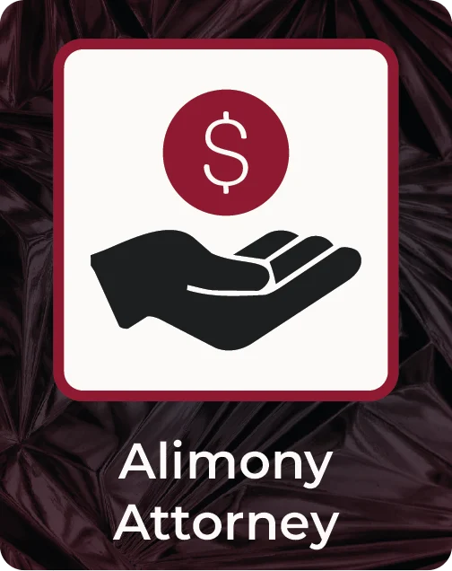 Alimony banner featuring a hand holding a dollar symbol