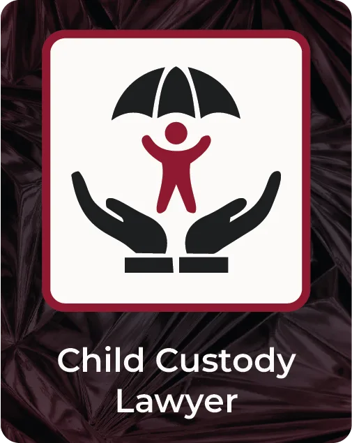 Child custody banner featuring a child protected by supportive hands