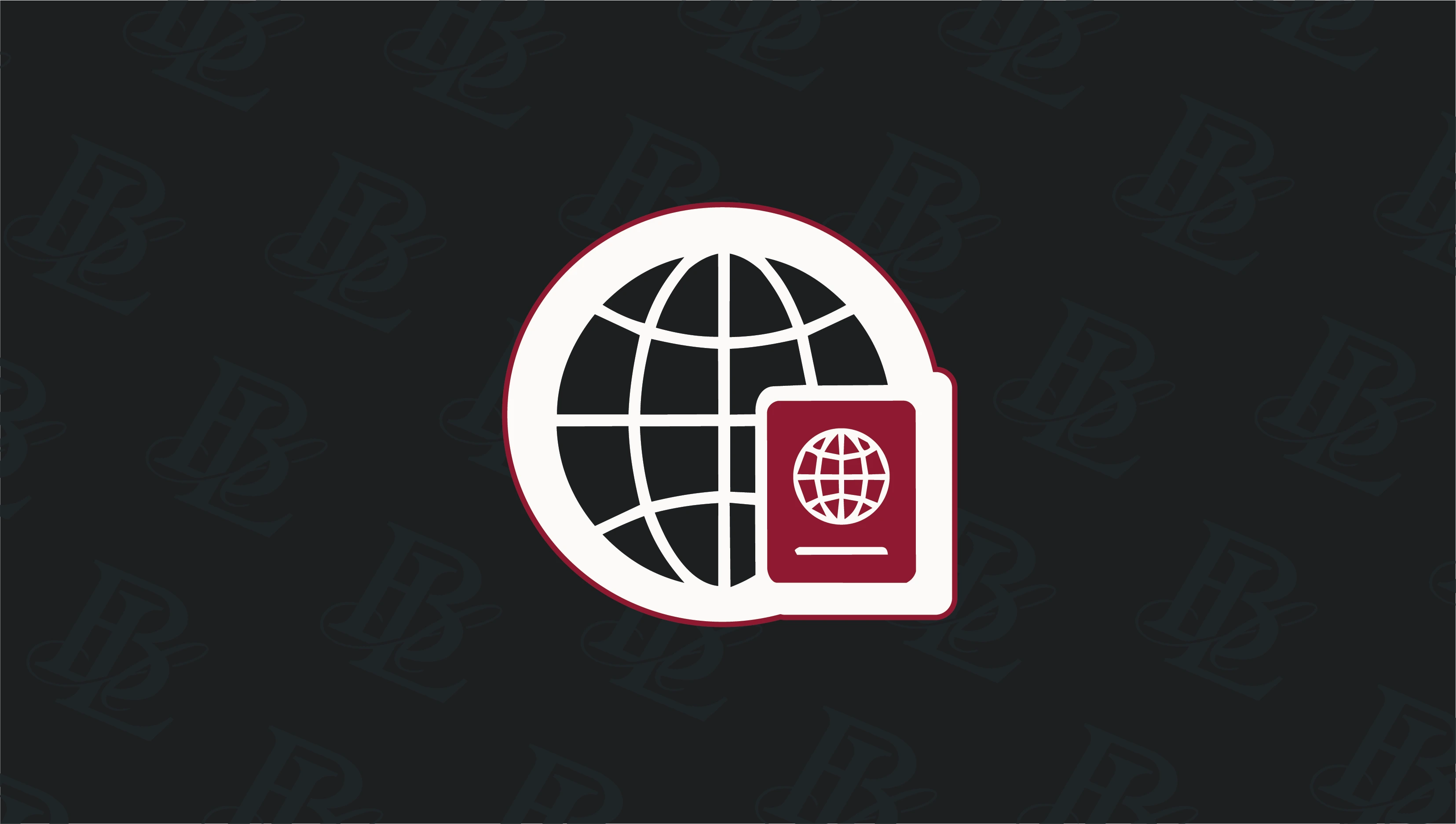 Immigration law attorney banner featuring a globe and passport related icon